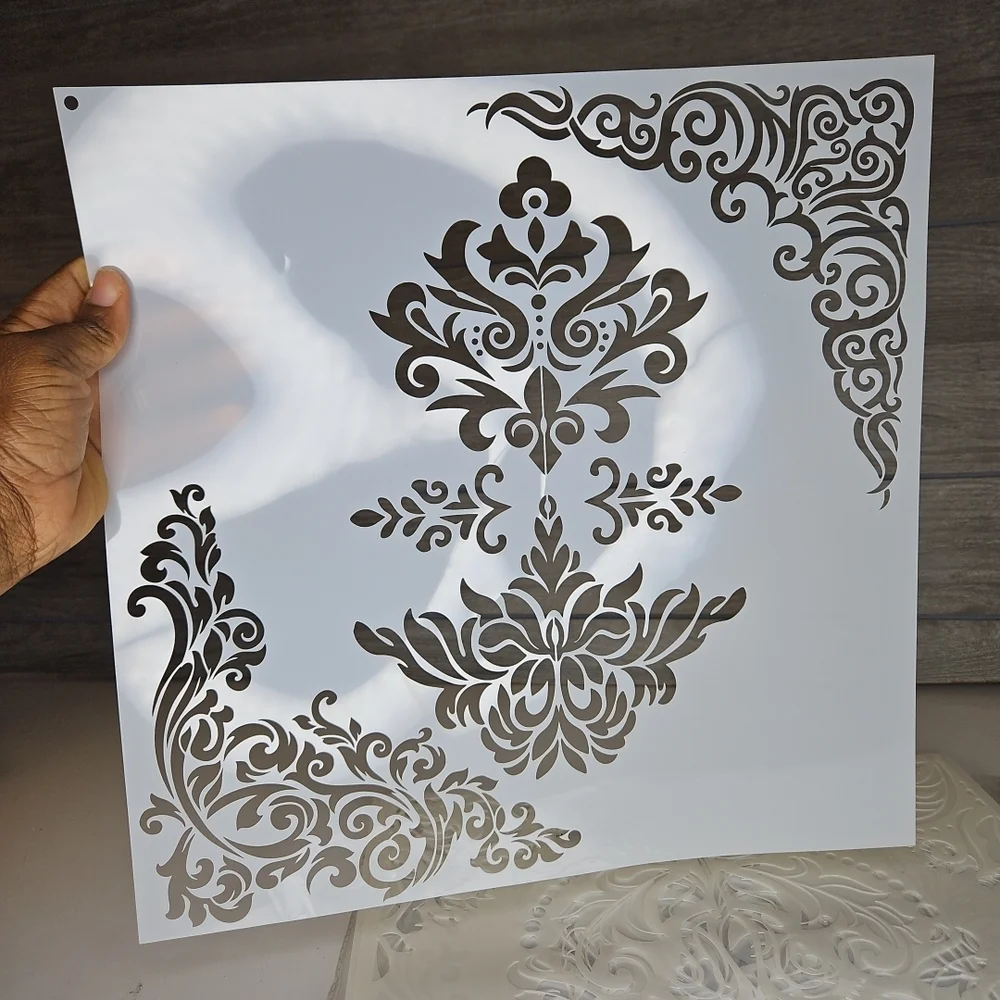 Elegant White Wall Stencil Decor Large Pieces 9set